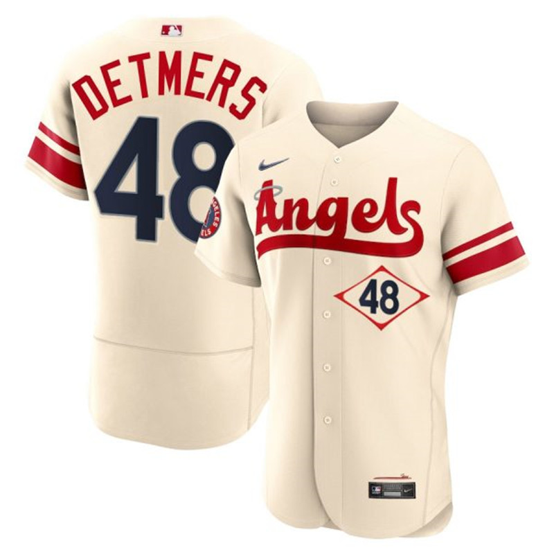 Angels #48 Reid Detmers Cream 2022 City Connect Flexbase Jersey->los angeles angels->MLB Jersey