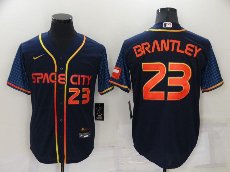 Astros #23 Michael Brantley Navy Nike 2022 City Connect Cool Base Jersey->houston astros->MLB Jersey