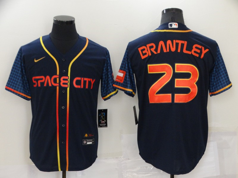 Astros #23 Michael Brantley Navy Nike 2022 City Connect Cool Base Jerseys->houston astros->MLB Jersey