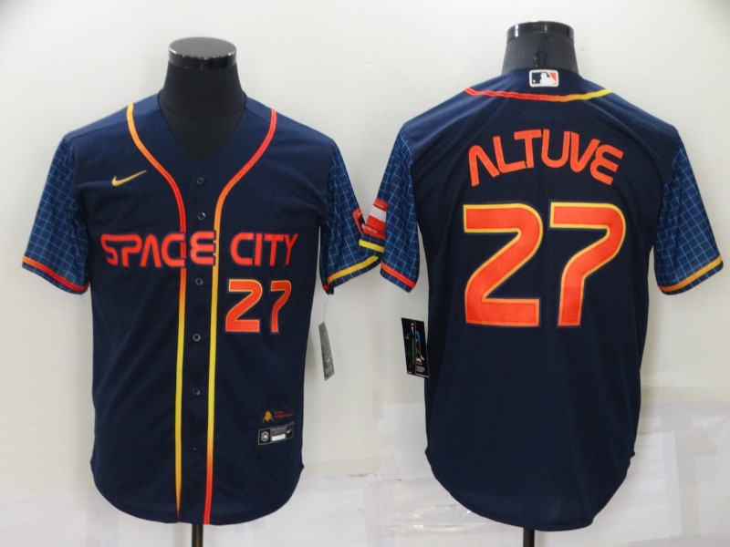 Astros #27 Jose Altuve Navy Nike 2022 City Connect Cool Base Jersey->houston astros->MLB Jersey