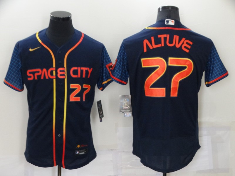 Astros #27 Jose Altuve Navy Nike 2022 City Connect Flexbase Jersey->houston astros->MLB Jersey