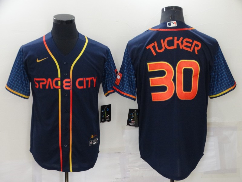 Astros #30 Kyle Tucker Navy Nike 2022 City Connect Cool Base Jersey->houston astros->MLB Jersey