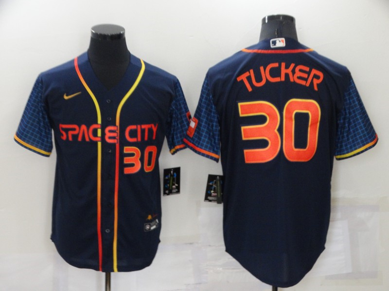 Astros #30 Kyle Tucker Navy Nike 2022 City Connect Cool Base Jerseys->houston astros->MLB Jersey