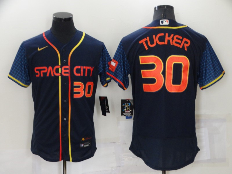 Astros #30 Kyle Tucker Navy Nike 2022 City Connect Flexbase Jersey->houston astros->MLB Jersey