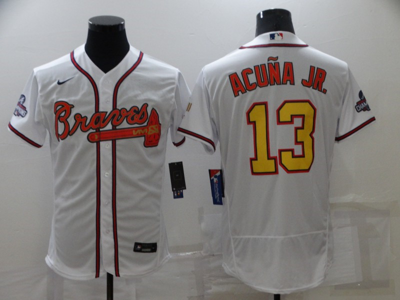 Braves #13 Ronald Acuna Jr. White 2022 Gold Program Flexbase Jersey->atlanta braves->MLB Jersey