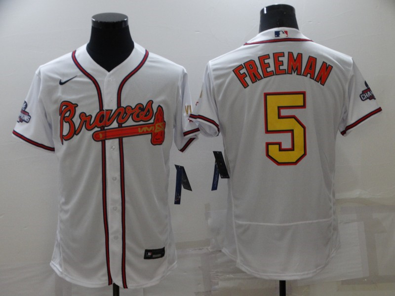 Braves #5 Freddie Freeman White 2022 Gold Program Flexbase Jersey->atlanta braves->MLB Jersey