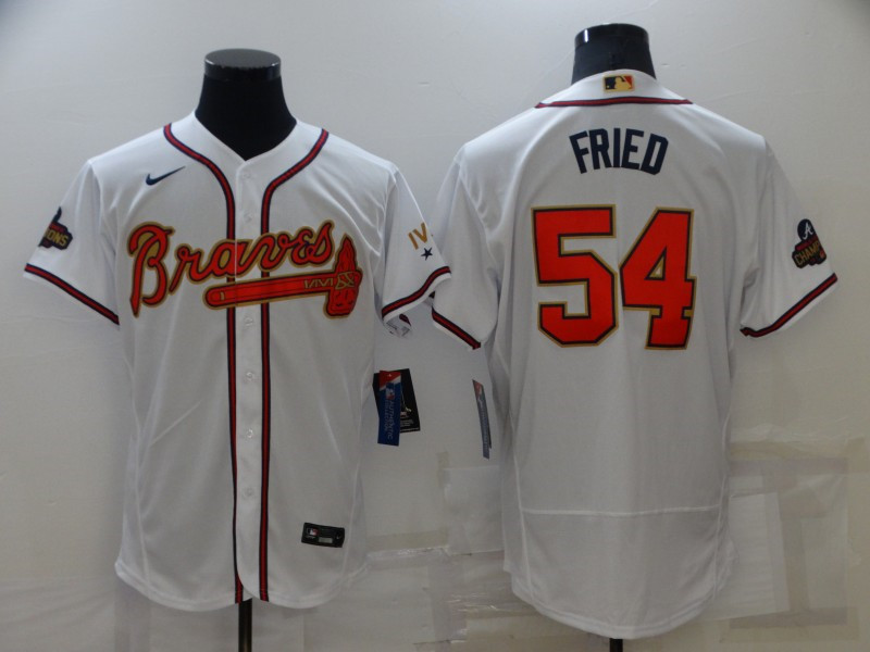 Braves #54 Max Fried White 2022 Gold Program Nike Flexbase Jersey->atlanta braves->MLB Jersey