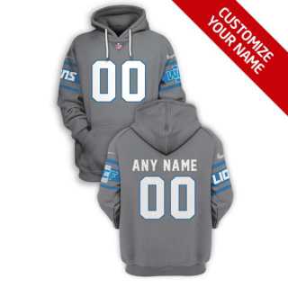 Men%27s Detroit Lions Active Player Grey Custom 2021 Pullover Hoodie->customized nfl jersey->Custom Jersey