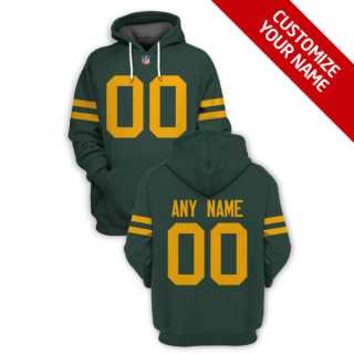 Men%27s Green Bay Packers Active Player Custom Green Pullover Hoodie->customized nfl jersey->Custom Jersey