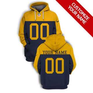 Mens Green Bay Packers Active Player Yellow Navy Custom 2021 Pullover Hoodie->customized nfl jersey->Custom Jersey