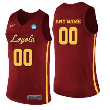 Mens Loyola (Chi) Ramblers Red Customized College Basketball Jersey->customized ncaa jersey->Custom Jersey