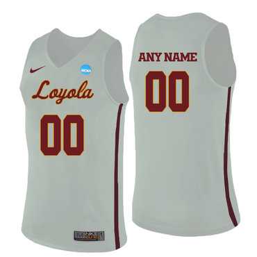 Men%27s Loyola (Chi) Ramblers White Customized College Basketball Jersey->customized ncaa jersey->Custom Jersey