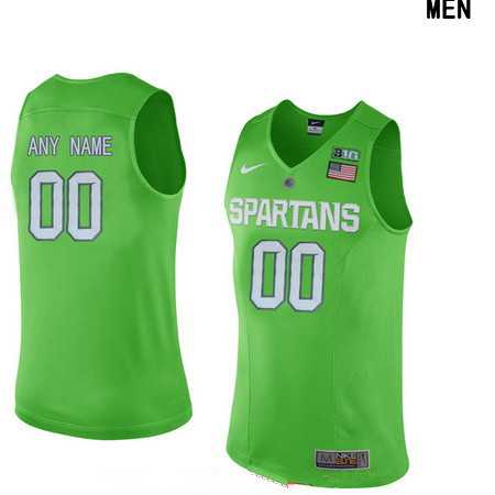 Men%27s Michigan State Spartans Custom Nike Apple Green College Basketball Jersey->customized ncaa jersey->Custom Jersey