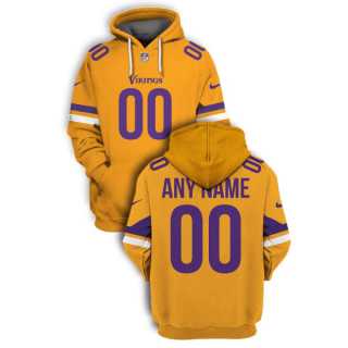 Mens Minnesota Vikings Active Player Yellow Custom 2021 Color Rush Pullover Hoodie->customized nfl jersey->Custom Jersey