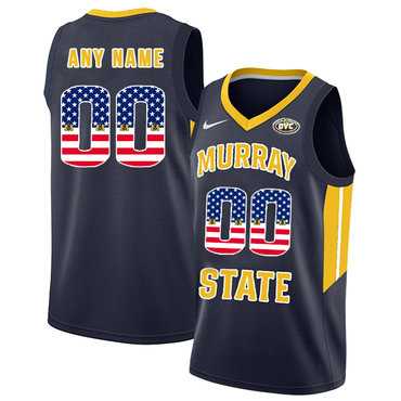 Men%27s Murray State Racers Customized Navy USA Flag College Basketball Jersey->customized ncaa jersey->Custom Jersey