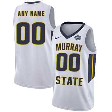 Men%27s Murray State Racers Customized White College Basketball Jersey->customized ncaa jersey->Custom Jersey
