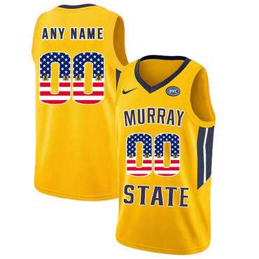 Mens Murray State Racers Customized Yellow USA Flag College Basketball Jersey->customized ncaa jersey->Custom Jersey
