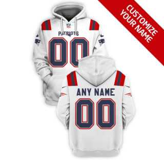 Mens New England Patriots Active Player White Custom 2021 Pullover Hoodie->customized nfl jersey->Custom Jersey