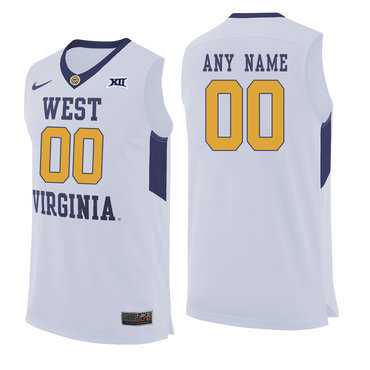 Men%27s West Virginia Mountaineers White Customized College Basketball Jersey->customized ncaa jersey->Custom Jersey