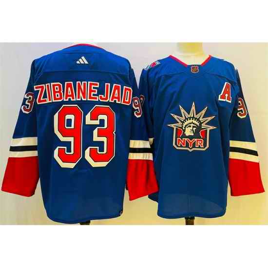 Men New York Rangers 93 Mika Zibanejad Blue 2022 #23 Reverse Retro Stitched Jersey->new york islanders->NHL Jersey