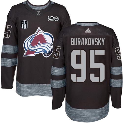 Adidas Colorado Avalanche #95 Andre Burakovsky Black 2022 Stanley Cup Final Patch 100th Anniversary Stitched NHL Jersey Men’s->colorado avalanche->NHL Jersey