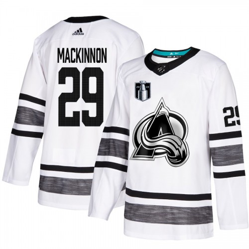 Adidas Colorado Avalanche #29 Nathan MacKinnon White Authentic 2022 Stanley Cup Final Patch All-Star Stitched NHL Jersey Men’s->colorado avalanche->NHL Jersey