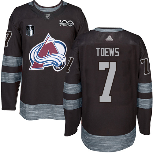 Adidas Colorado Avalanche #7 Devon Toews Black 2022 Stanley Cup Final Patch 100th Anniversary Stitched NHL Jersey Men’s->youth nhl jersey->Youth Jersey