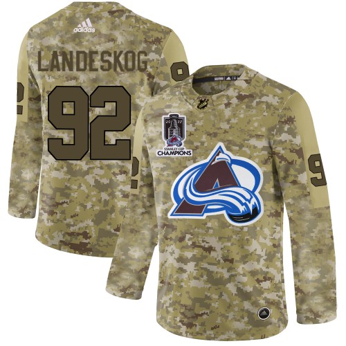 Adidas Colorado Avalanche #92 Gabriel Landeskog Camo 2022 Stanley Cup Champions Authentic Stitched NHL Jersey Men’s->youth nhl jersey->Youth Jersey
