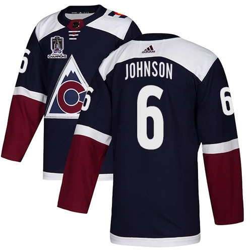 Adidas Colorado Avalanche #6 Erik Johnson Navy 2022 Stanley Cup Champions Alternate Authentic Stitched NHL Jersey Men’s->youth nhl jersey->Youth Jersey