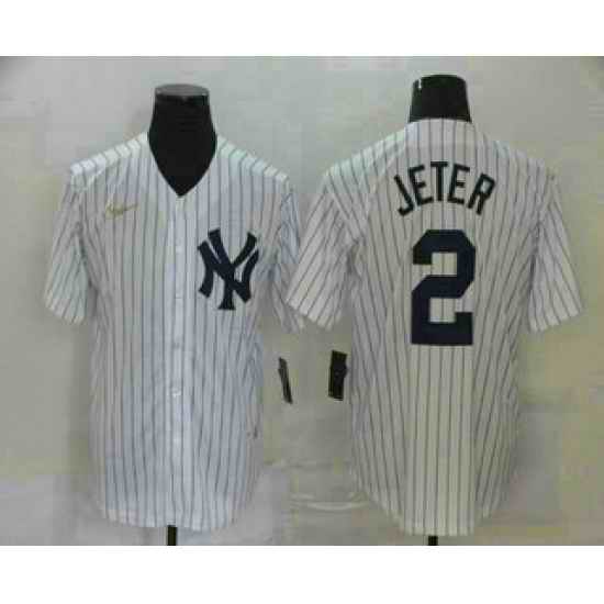 Men's New York Yankees #2 Derek Jeter White Throwback Stitched MLB Cool Base Nike Jersey->new york mets->MLB Jersey