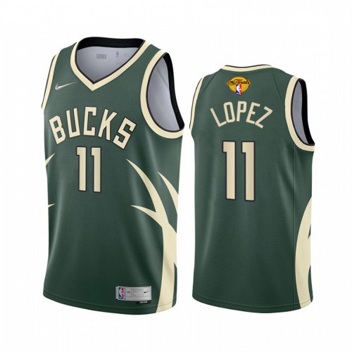 Milwaukee Milwaukee Bucks #11 Brook Lopez Men’s 2021 NBA Finals Bound Swingman Earned Edition Jersey Green Men’s->youth nba jersey->Youth Jersey