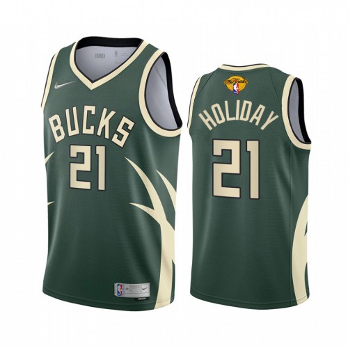 Milwaukee Milwaukee Bucks #21 Jrue Holiday Men’s 2021 NBA Finals Bound Swingman Earned Edition Jersey Green Men’s->milwaukee bucks->NBA Jersey
