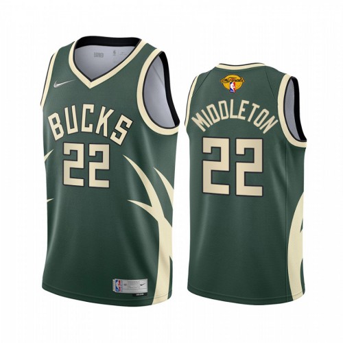 Milwaukee Milwaukee Bucks #22 Khris Middleton Men’s 2021 NBA Finals Bound Swingman Earned Edition Jersey Green Men’s->milwaukee bucks->NBA Jersey