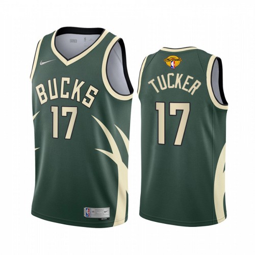 Milwaukee Milwaukee Bucks #17 P. J. Tucker Men’s 2021 NBA Finals Bound Swingman Earned Edition Jersey Green Men’s->youth nba jersey->Youth Jersey