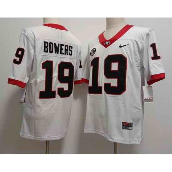 Men Georgia Bulldogs #19 Brock Bowers White College Football Game Jersey->michigan wolverines->NCAA Jersey
