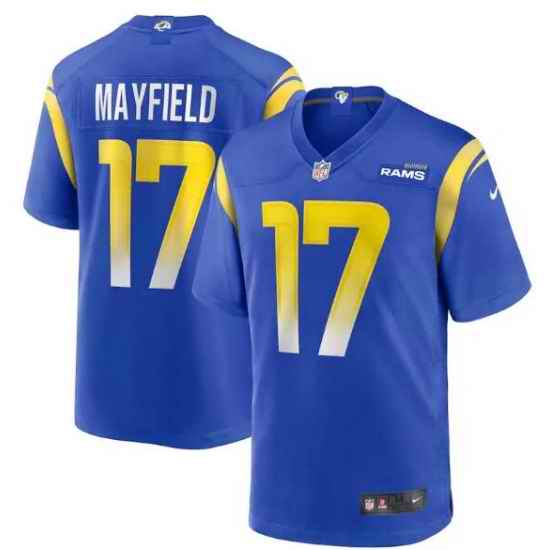 Men Nike Los Angeles Rmas Baker Mayfield #17 Blue Vapor Limited Jersey->los angeles rams->NFL Jersey