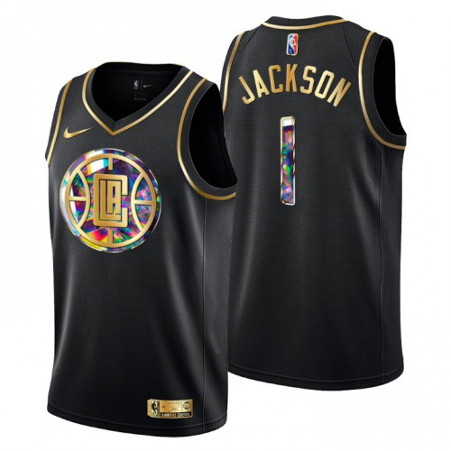 Los Angeles Los Angeles Clippers #1 Reggie Jackson Men’s Golden Edition Diamond Logo 2021/22 Swingman Jersey – Black Men’s->los angeles chargers->NFL Jersey