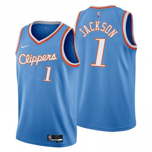 Los Angeles Los Angeles Clippers #1 Reggie Jackson Men’s Nike Blue 2021/22 Swingman NBA Jersey – City Edition Men’s->los angeles clippers->NBA Jersey