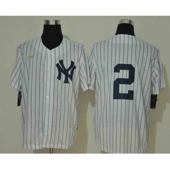 Men's New York Yankees #2 Derek Jeter No Name White Throwback Stitched MLB Cool Base Nike Jersey->new york mets->MLB Jersey