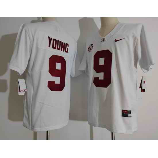 Men Alabama Crimson Tide #9 Bryce Young White College Football Jersey->clemson tigers->NCAA Jersey