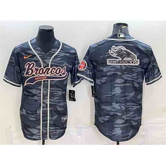 Men Denver Broncos Grey Camo Team Big Logo With Patch Cool Base Stitched Baseball Jersey->green bay packers->NFL Jersey