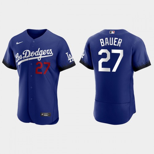 Los Angeles Los Angeles Dodgers #27 Trevor Bauer Nike Men’s 2021 City Connect Authentic MLB Jersey Royal Men’s->women mlb jersey->Women Jersey