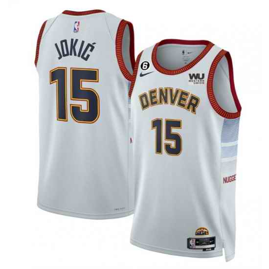 Men Denver Nuggets #15 Nikola Jokic Grey 2022 23 City Edition Stitched Jersey->dallas mavericks->NBA Jersey