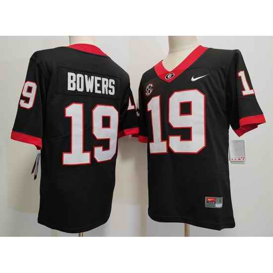 Men Georgia Bulldogs #19 Brock Bowers Black College Football Game Jersey->->NCAA Jersey