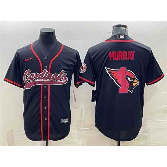 Men Arizona Cardinals #1 Kyler Murray Black Team Big Logo With Patch Cool Base Stitched Baseball Jersey->women nfl jersey->Women Jersey