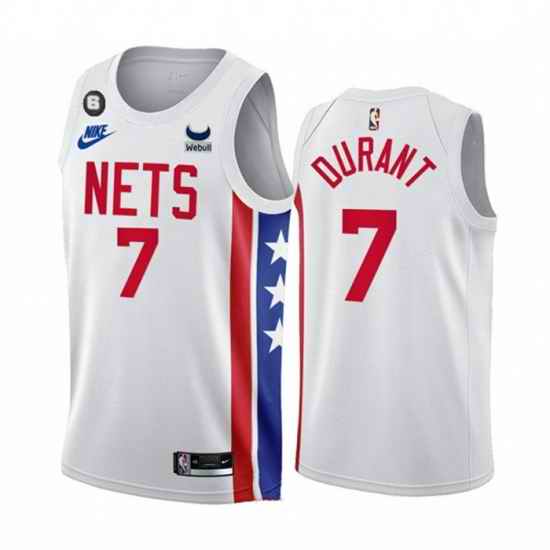 Men Brooklyn Nets 7 Kevin Durant 2022 23 White With Patch Classic Edition With NO #6 Patch Stitched Basketball Jersey->youth nba jersey->Youth Jersey