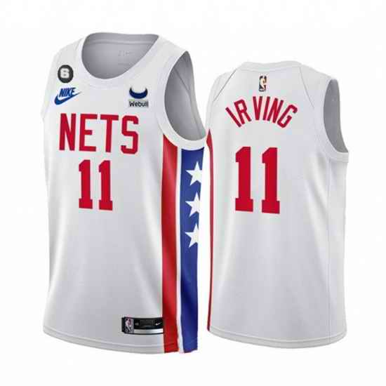 Men Brooklyn Nets 11 Kyrie Irving 2022 23 White With Patch Classic Edition With NO #6 Patch Stitched Basketball Jersey->charlotte hornets->NBA Jersey
