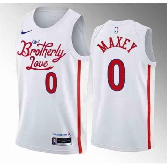 Men Philadelphia 76ers #0 Tyrese Maxey White 2022 23 City Edition Stitched Basketball Jersey->orlando magic->NBA Jersey
