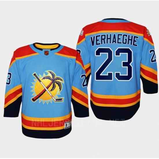 Men Florida Panthers #23 VERHAEGHE Blue 2022 Reverse Retro Stitched Jersey->winnipeg jets->NHL Jersey