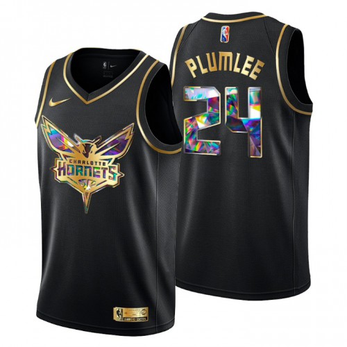 Charlotte Charlotte Hornets #24 Mason Plumlee Men’s Golden Edition Diamond Logo 2021/22 Swingman Jersey – Black Men’s->youth nba jersey->Youth Jersey